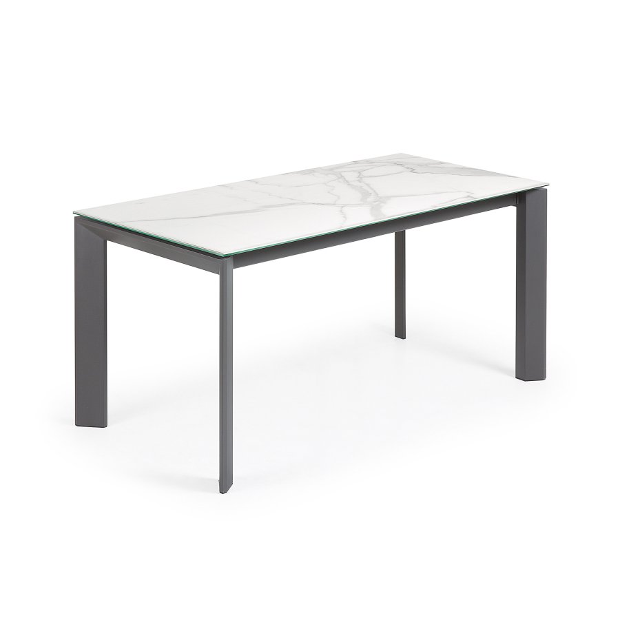 KAVE HOME Axis spisebord, m. butterflybordplade - hvid Kalos porceln/antracitgr stl (160(220)