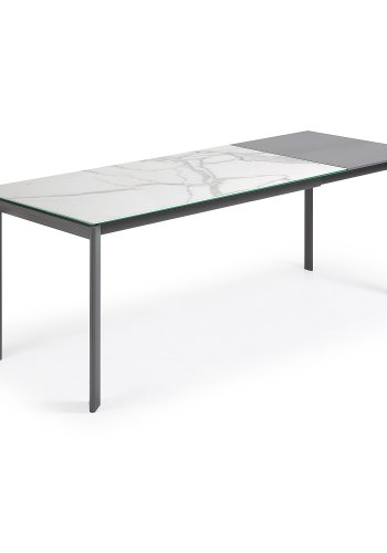 KAVE HOME Axis spisebord, m. butterflybordplade - hvid Kalos porceln/antracitgr stl (160(220)