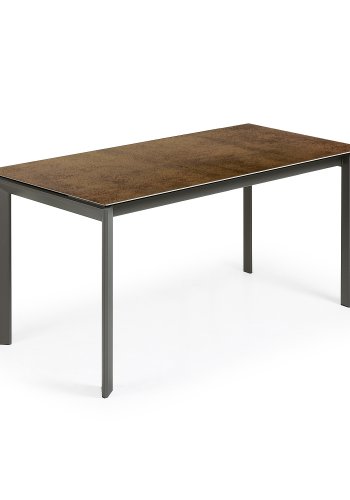 KAVE HOME Axis spisebord, m. butterflybordplade - Iron Corten porceln/mrkegr stl (160(220)