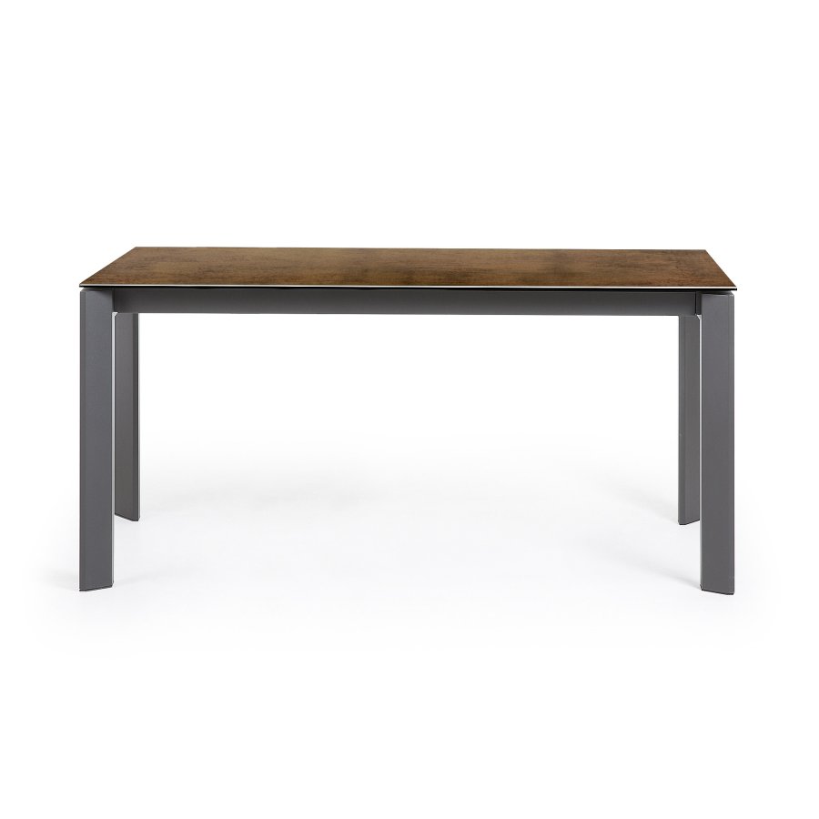 KAVE HOME Axis spisebord, m. butterflybordplade - Iron Corten porceln/mrkegr stl (160(220)