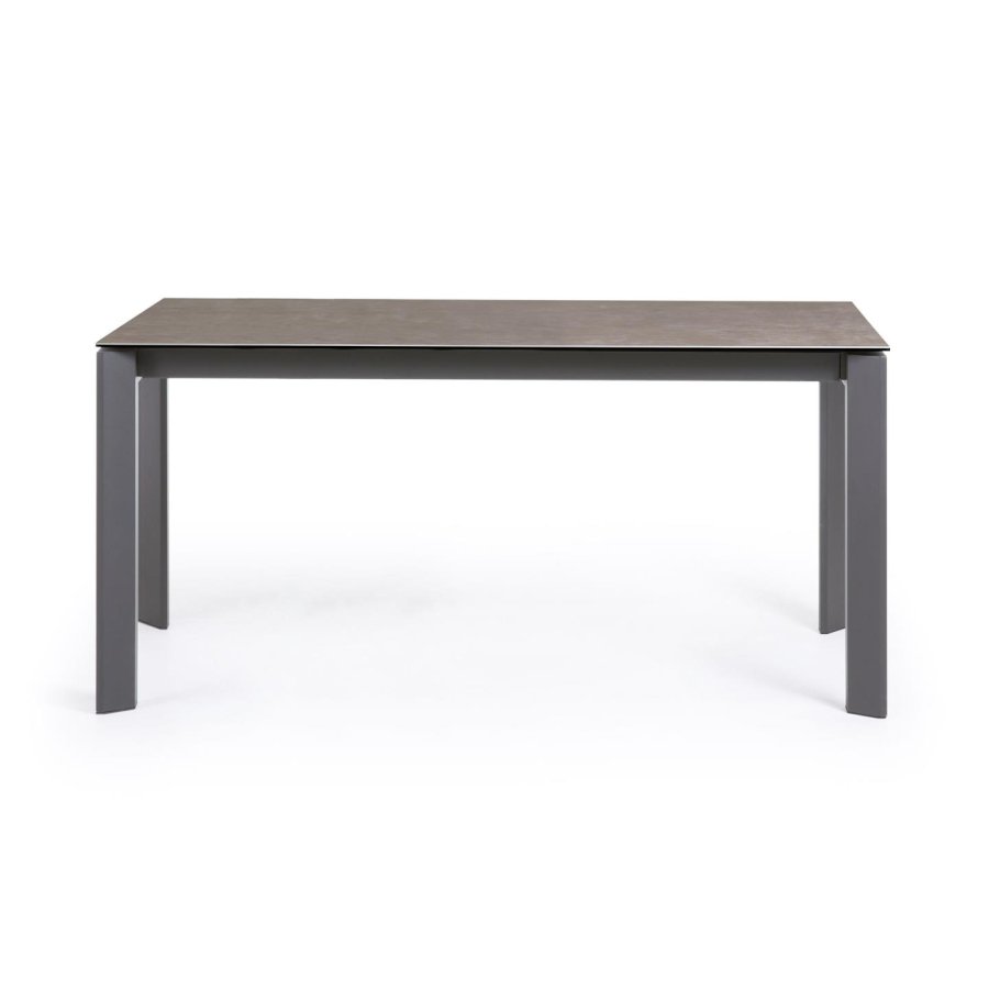 KAVE HOME Axis spisebord, m. butterflybordplade - Vulcano Ceniza porceln/antracitgr stl (160(220)