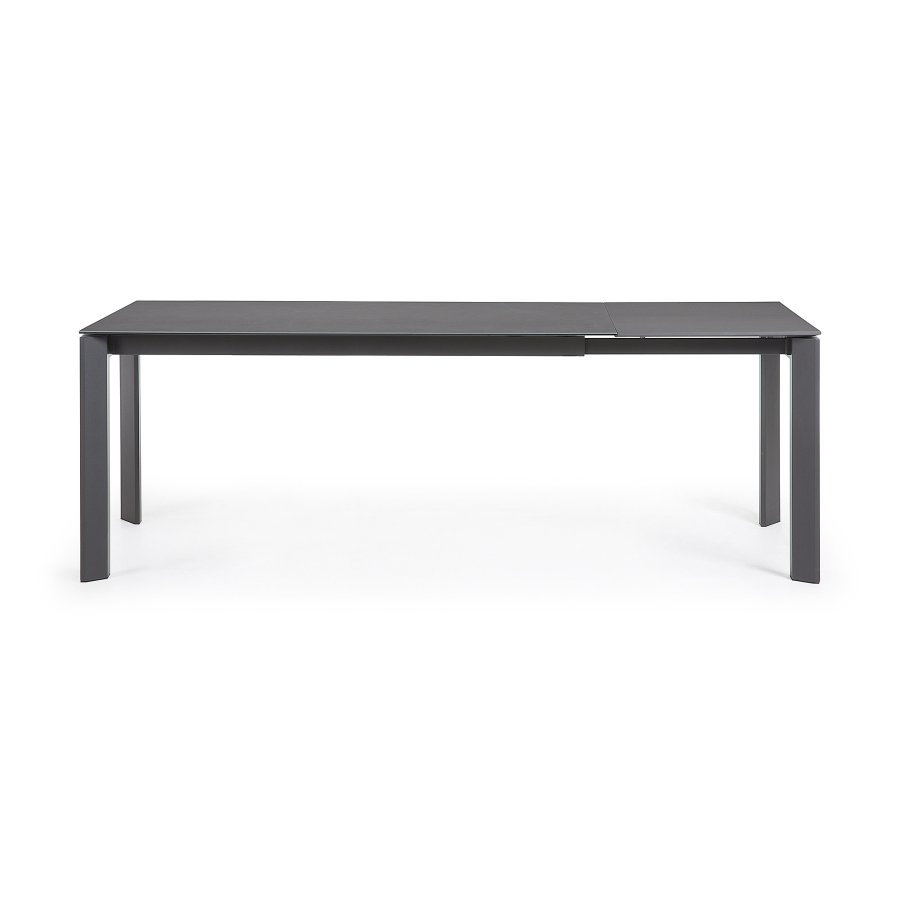 KAVE HOME Axis spisebord, m. butterflybordplade - gr porceln og mrkegr stl (160(220)x90)