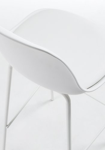 KAVE HOME Brighter barstol, m. rygln og fodsttte - hvid polypropylen, PU og stl