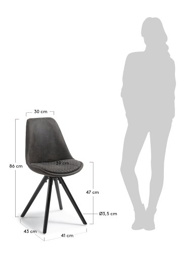 KAVE HOME Lars spisebordsstol - grafitgr stof og sort bg