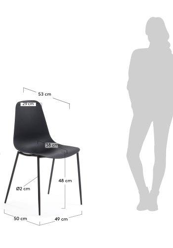KAVE HOME Wassu spisebordsstol - sort plastik og metal