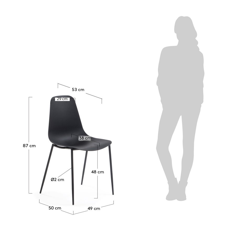 KAVE HOME Wassu spisebordsstol - sort plastik og metal