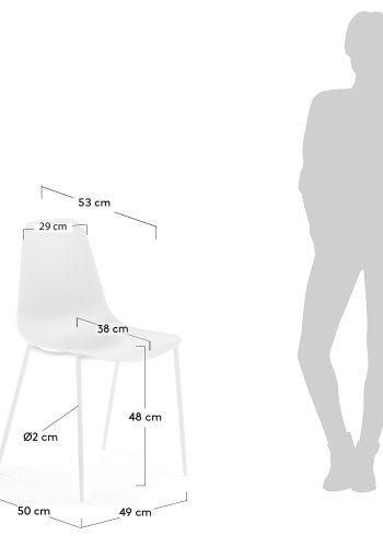 KAVE HOME Wassu spisebordsstol - hvid plastik og stl