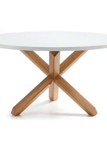 KAVE HOME Nori spisebord - hvid/natur MDF/egetr, rund (135)