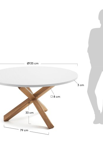 KAVE HOME Nori spisebord - hvid/natur MDF/egetr, rund (135)