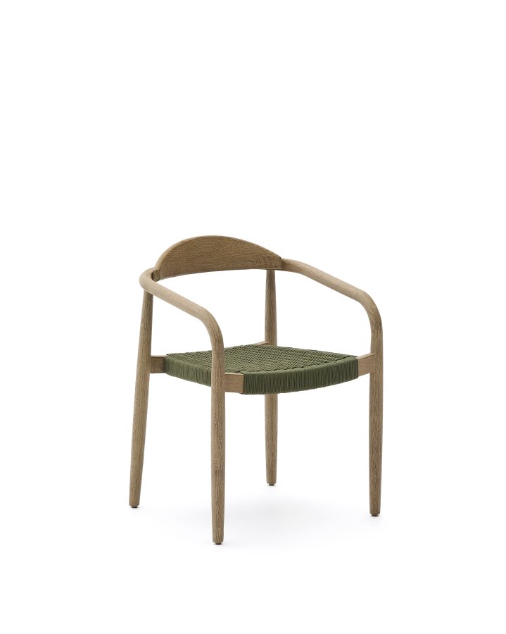 KAVE HOME Nina havestol, m. armln, stabelbar - grn tovsnor og akacietr
