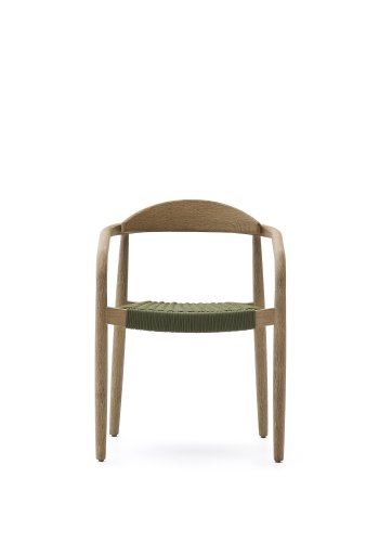 KAVE HOME Nina havestol, m. armln, stabelbar - grn tovsnor og akacietr