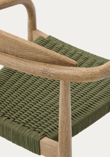 KAVE HOME Nina havestol, m. armln, stabelbar - grn tovsnor og akacietr
