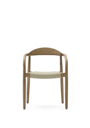 KAVE HOME Nina stabelbar stol lavet af FSC 100% massivt akacietr og ecru rebsnor