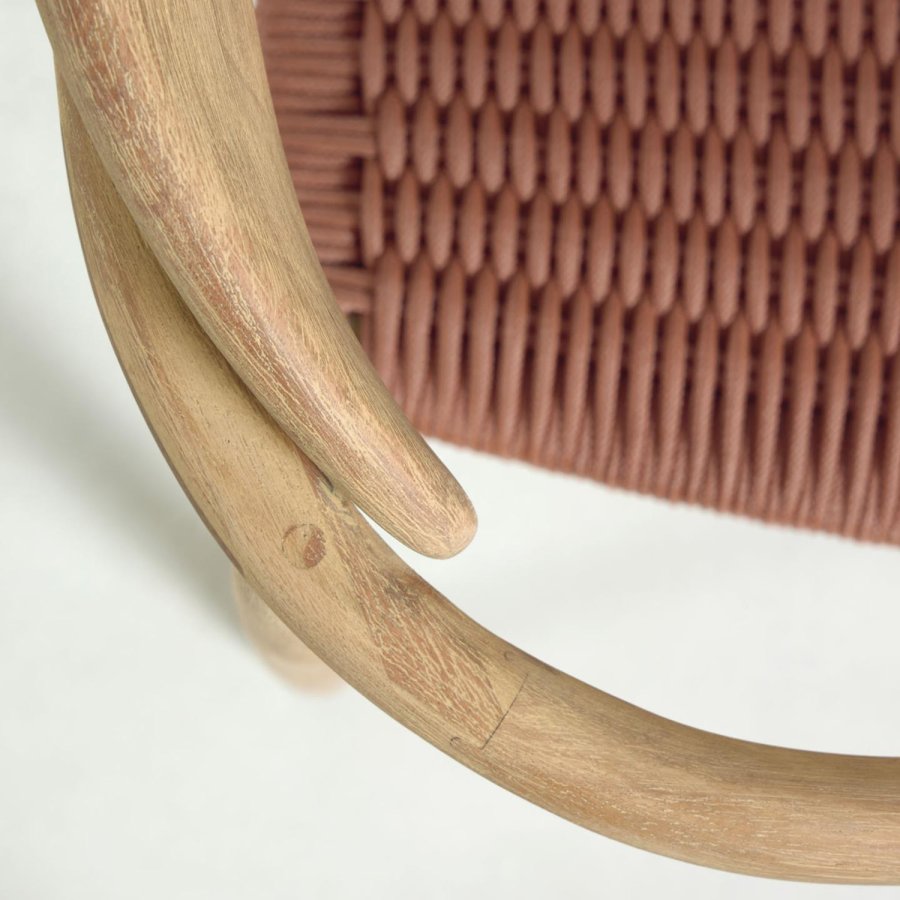KAVE HOME Glynis spisebordsstol, m. armln - terracotta reb og natur eukalyptustr