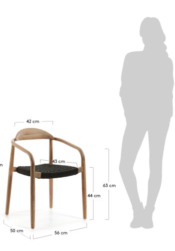 KAVE HOME Glynis armstol - mrkegr/natur polyester/eukalyptustr, m. armln