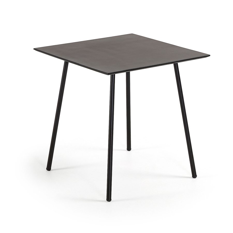 KAVE HOME kvadratisk Ulrich cafébord - sort polycement og stl (75x75)