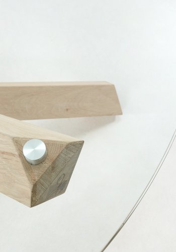 KAVE HOME Lotus rundt spisebord i glas (: 120 cm), med ben af massivt egetr