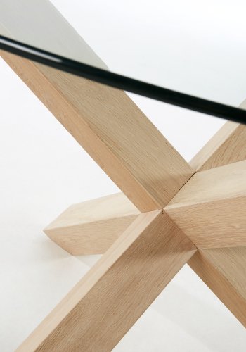 KAVE HOME Lotus rundt spisebord i glas (: 120 cm), med ben af massivt egetr