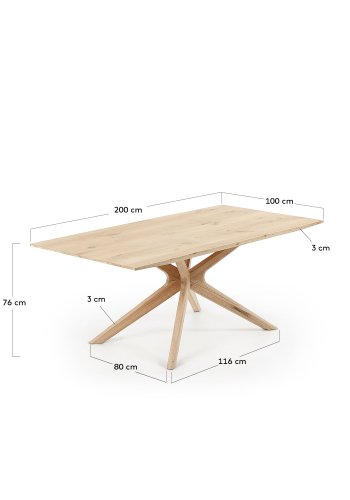 KAVE HOME Armande spisebord, rektangulr - hvidvasket egefinér (200x100)