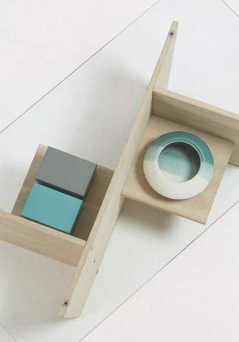 KAVE HOME Balwind sofabord, m. 2 hylder - klar glas og hvidvasket egetrsfinér (110x60)