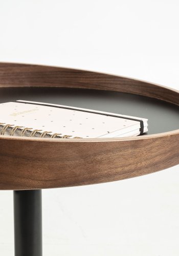 KAVE HOME Karlin sidebord - brun valnddefinér og metal, rund (46)