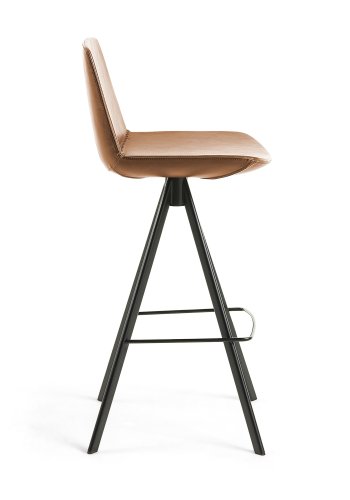 KAVE HOME Zast barstol - lysebrun/sort syntetisk lder/stl 