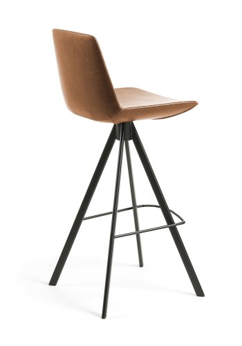 KAVE HOME Zast barstol - lysebrun/sort syntetisk lder/stl 
