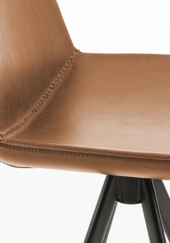 KAVE HOME Zast barstol - lysebrun/sort syntetisk lder/stl 