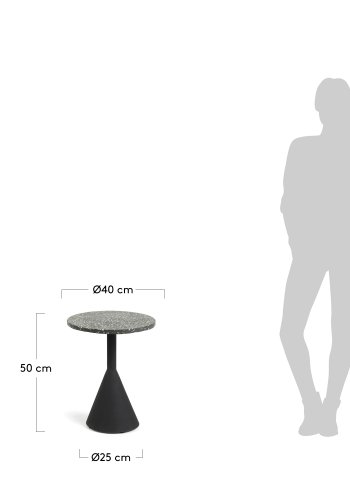 KAVE HOME rund Melano sidebord - sort terrazzo/metal (40) 