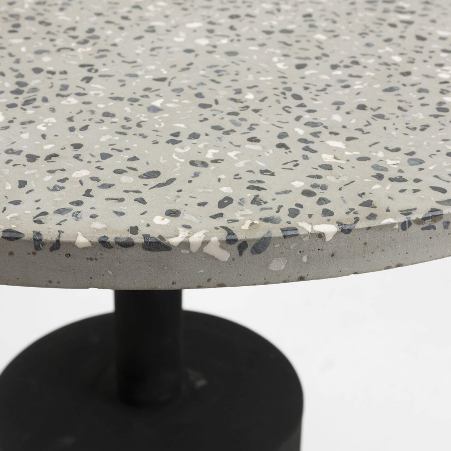 KAVE HOME rund Melano sidebord - gr terrazzo og metal (55)