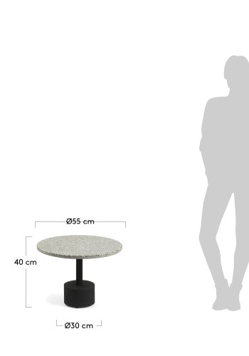 KAVE HOME rund Melano sidebord - gr terrazzo og metal (55)