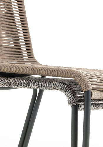 KAVE HOME Glenville spisebordsstol - lysebrun polyesterreb og sort stl 