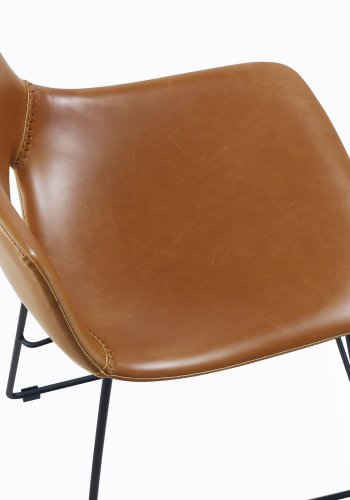 KAVE HOME Zahara barstol, m. rygln og fodsttte - brun syntetisk lder og sort stl