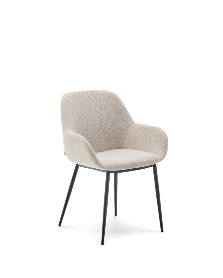 KAVE HOME Konna stol i beige og stlben i malet sort finish