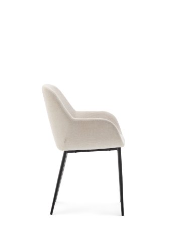 KAVE HOME Konna stol i beige og stlben i malet sort finish