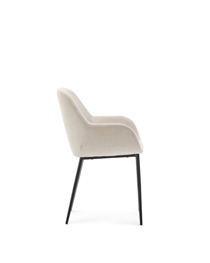 KAVE HOME Konna stol i beige og stlben i malet sort finish