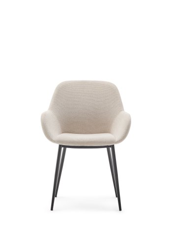 KAVE HOME Konna stol i beige og stlben i malet sort finish