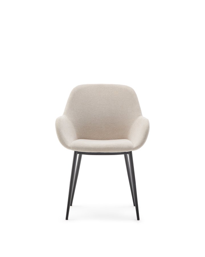 KAVE HOME Konna stol i beige og stlben i malet sort finish