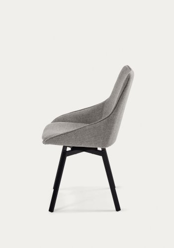 KAVE HOME Haston spisebordsstol m. armln - gr stof og metal med krydsfiner