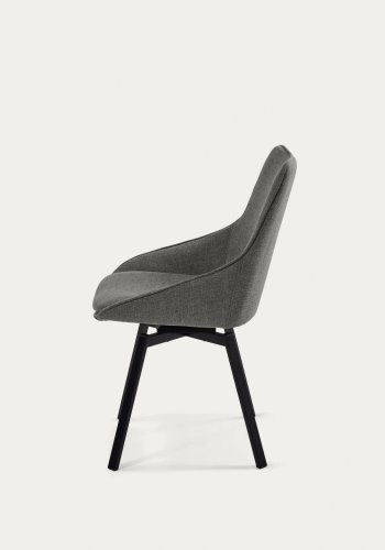 KAVE HOME Haston spisebordsstol m. armln - mrkegr stof og metal med krydsfiner