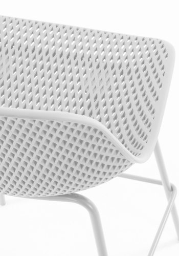 KAVE HOME Quinby udendrs barstol, m. rygln og fodsttte - hvid polypropylen og stl