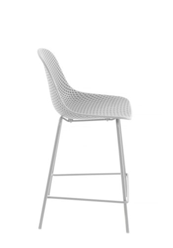 KAVE HOME Quinby udendrs barstol, m. rygln og fodsttte - hvid polypropylen og stl