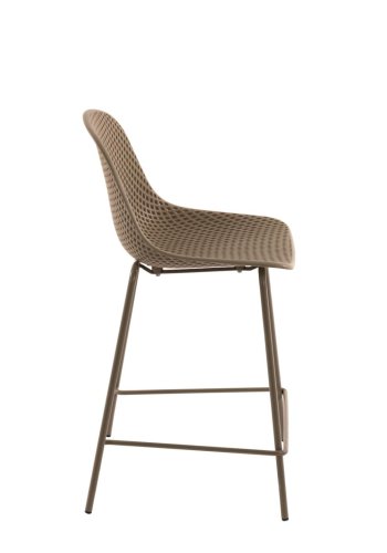 KAVE HOME Quinby udendrs barstol, m. rygln og fodsttte - beige polypropylen og stl