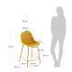 KAVE HOME Quinby udendrs barstol, m. rygln og fodsttte - gul polypropylen og stl