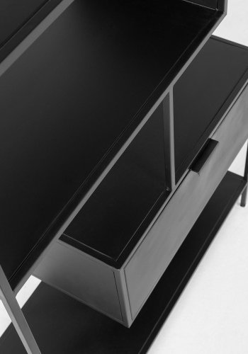 KAVE HOME Shantay reol, m. skuffe - sort stl (H:168cm x80cm x 31cm)