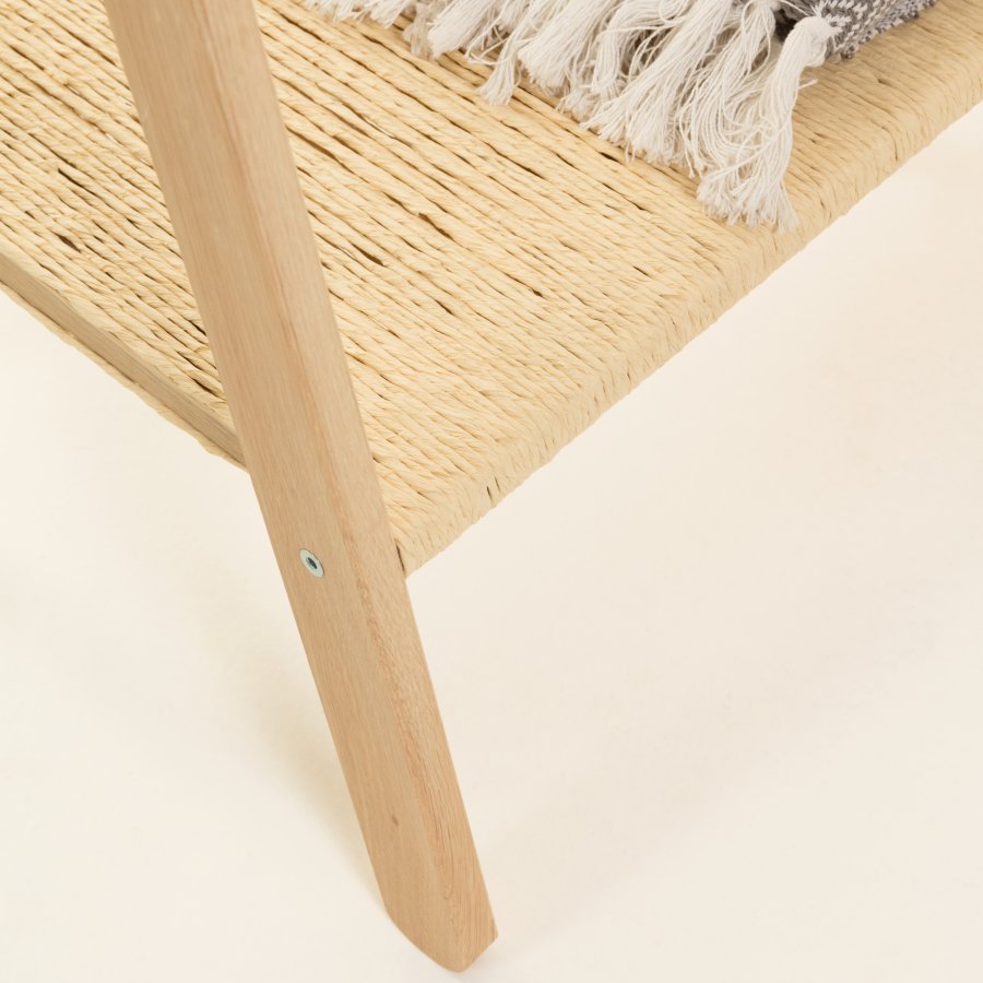 KAVE HOME Natane tjstativ, m. hylde - natur rattan og egetr