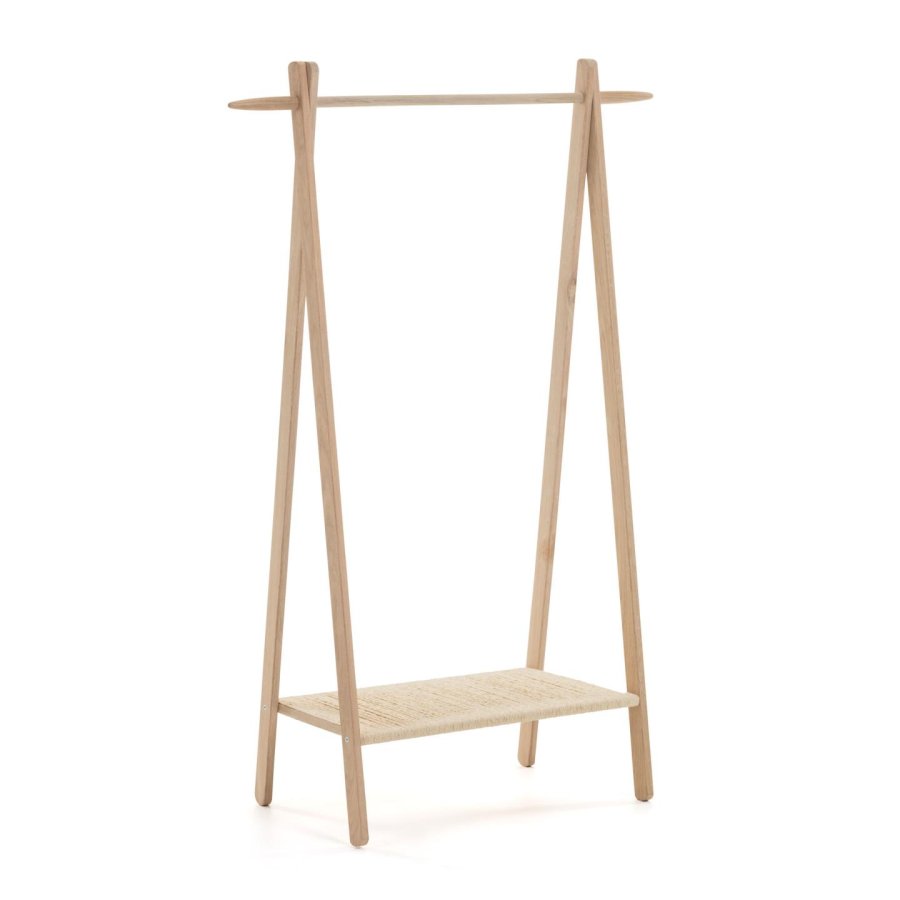 KAVE HOME Natane tjstativ, m. hylde - natur rattan og egetr