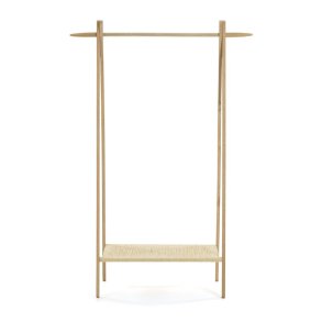 KAVE HOME Natane tjstativ, m. hylde - natur rattan og egetr