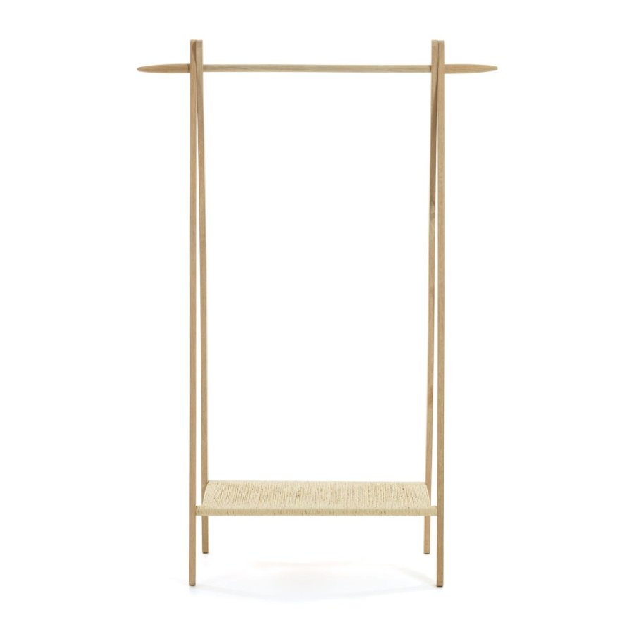 KAVE HOME Natane tjstativ, m. hylde - natur rattan og egetr