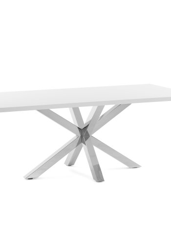 KAVE HOME Argo spisebord, rektangulr - hvid melamin og rustfri stl (160x100)